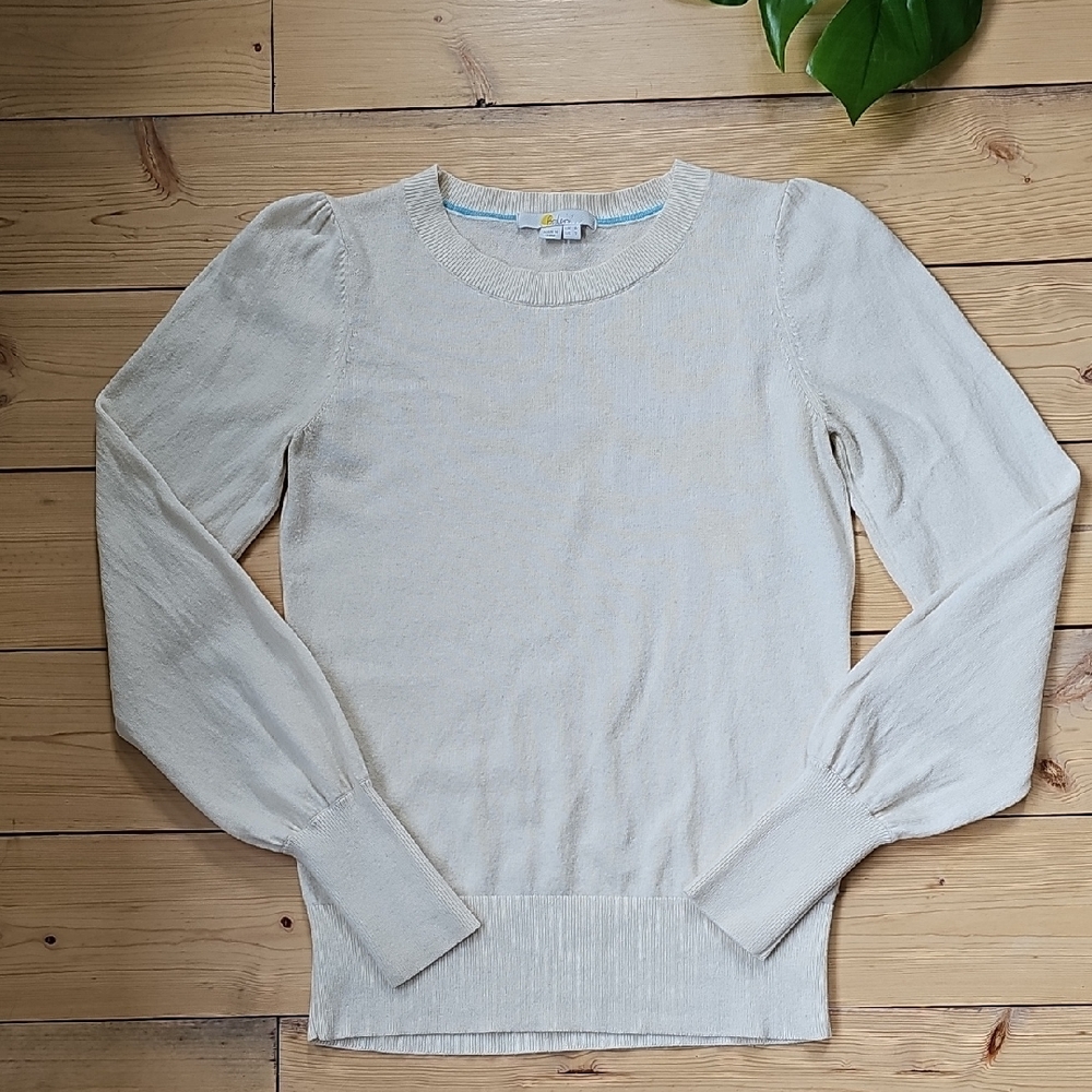 Boden Elegant Cream Crew Neck Sweater